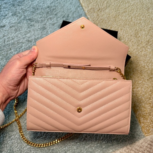 YSL Cassandre Chain Wallet Leather Dark Beige - Picture 4 of 7